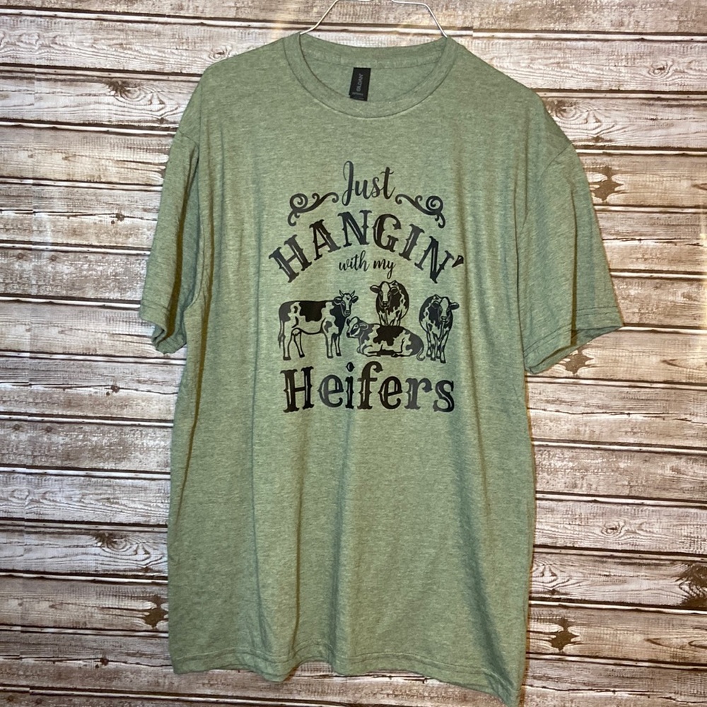 Just Hangin’ With My Heifers screen print t-shirt